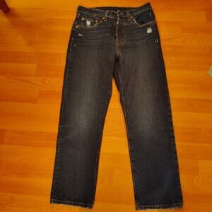 Levi’s 501 Jeans – Size 27 – Dark Wash – Button Fly – Front Pocket Distressing